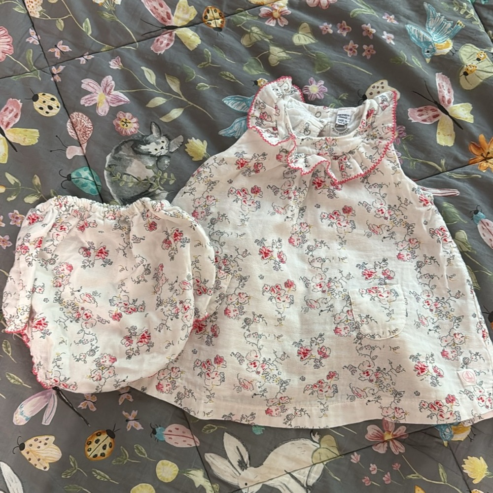 Petit Bateau Toddler Girl Linen Two-piece Set